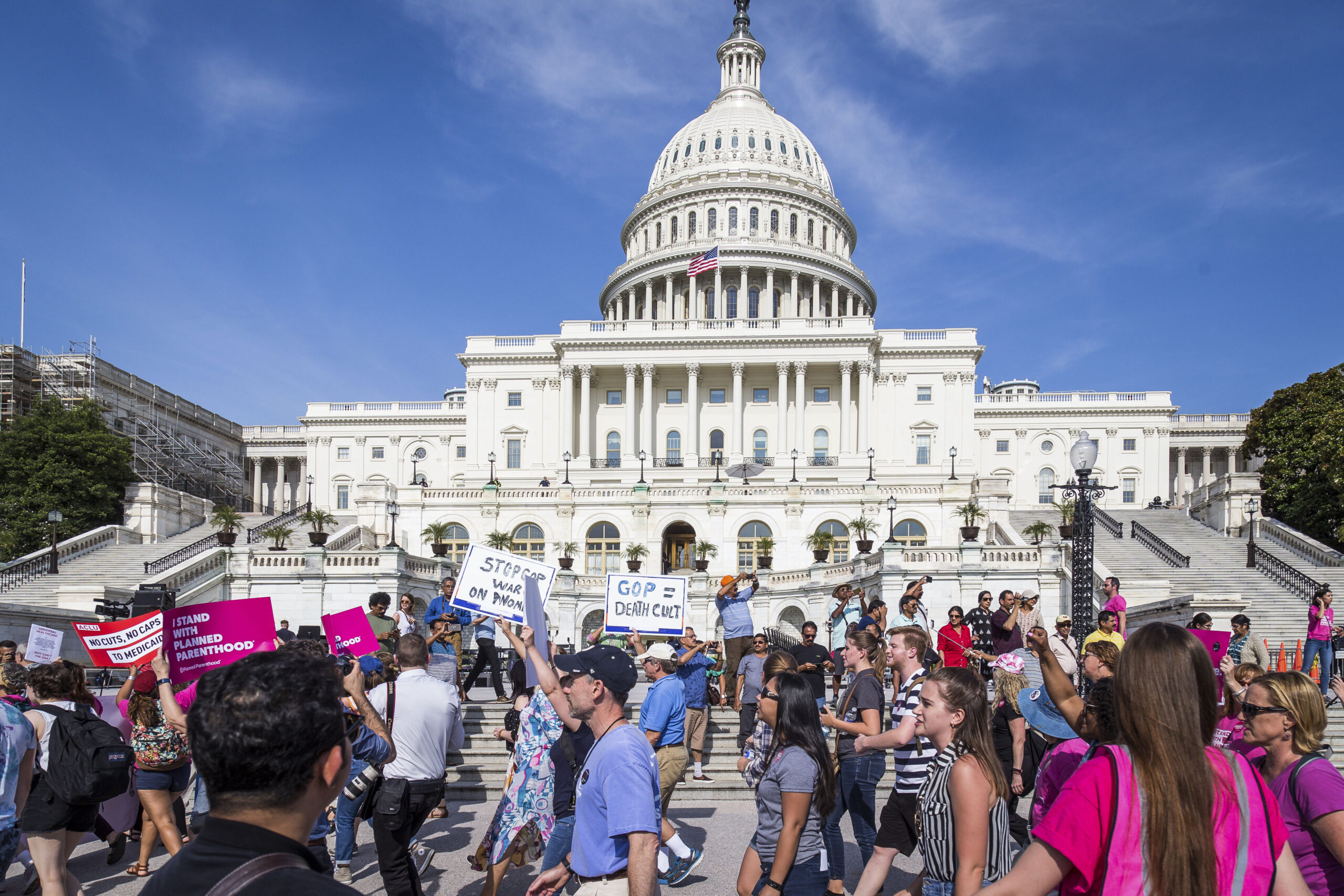 "Linking Together: March to Save Our Care" Rally at the U.S. Capitol on June 28, 2017. Democratic Party Leaders and others spoke to defend the Affordable Care Act and to defeat Republican Party efforts to repeal so called "Obama Care" and replace it with "Trump Care" alternatives.