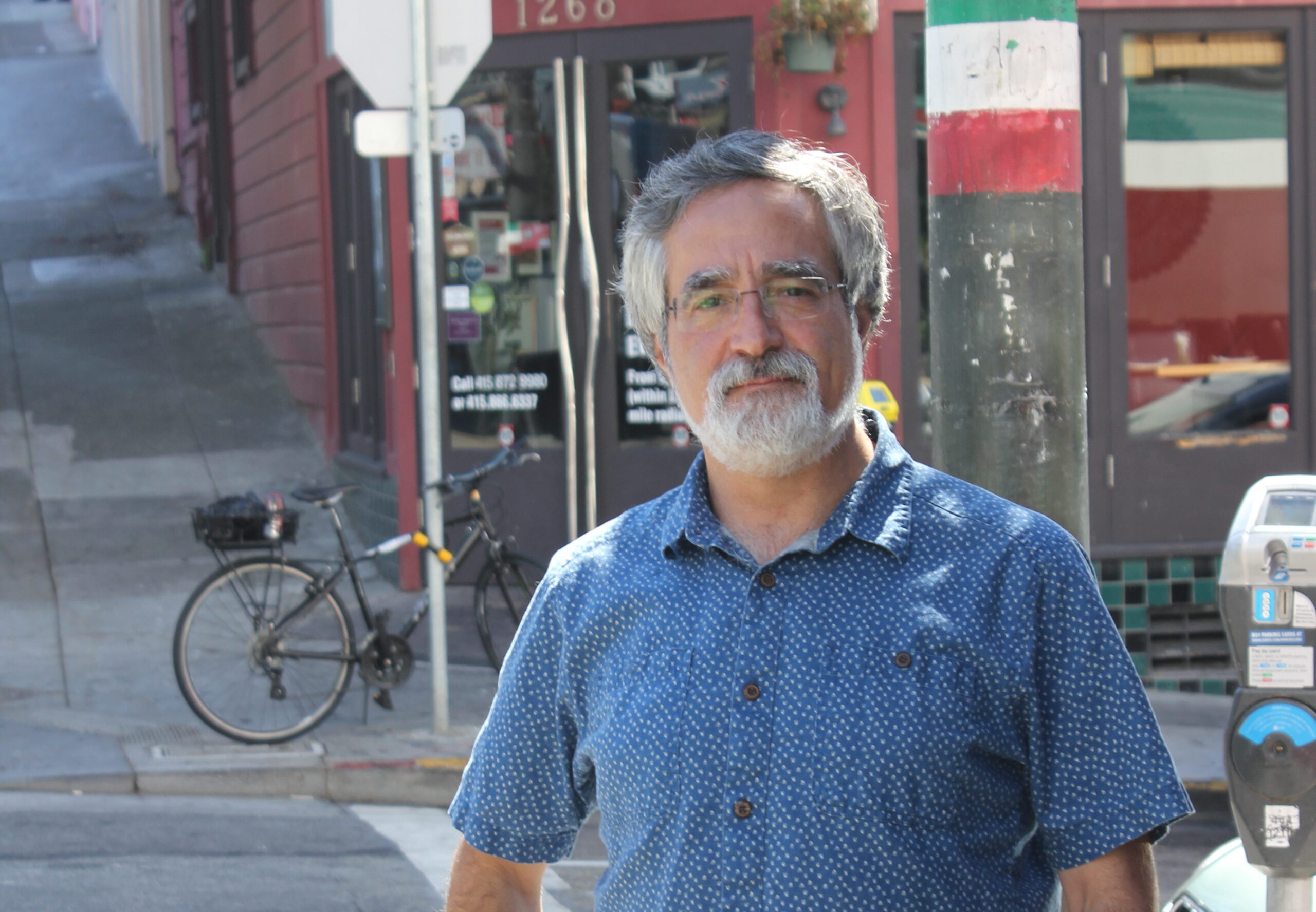 San Francisco Supervisor Aaron Peskin outside Caffe Trieste in North Beach (Photo/David A.M. Wilensky)