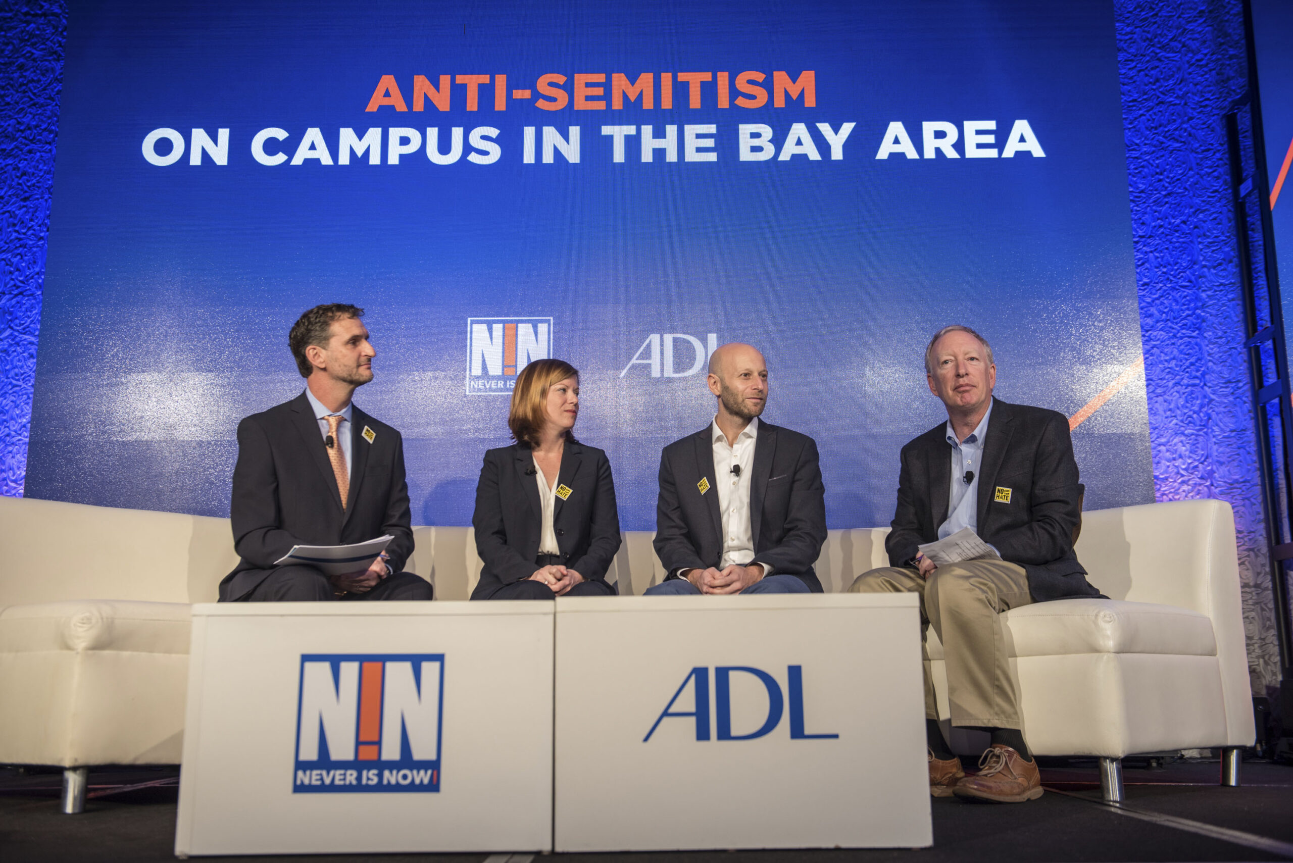 (From left) ADL regional director Seth Brysk, JCRC executive director Abby Porth, S.F. Hillel executive director Ollie Benn and SFSU Jewish studies professor Marc Dollinger at Nov. 13 conference.