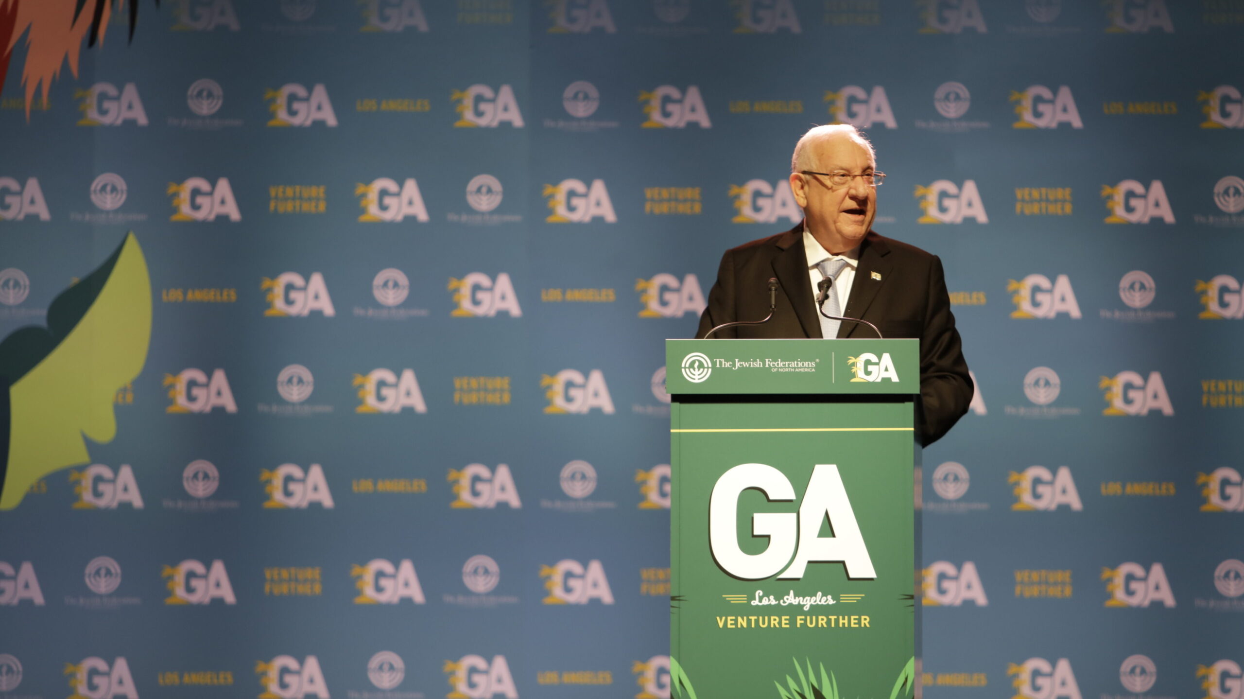 Israeli President Reuven Rivlin addresses the 2017 General Assembly of the Jewish Federations of North America in his first major talk to a Jewish audience outside Israel (Photo/Jeffrey Brown-JFNA)