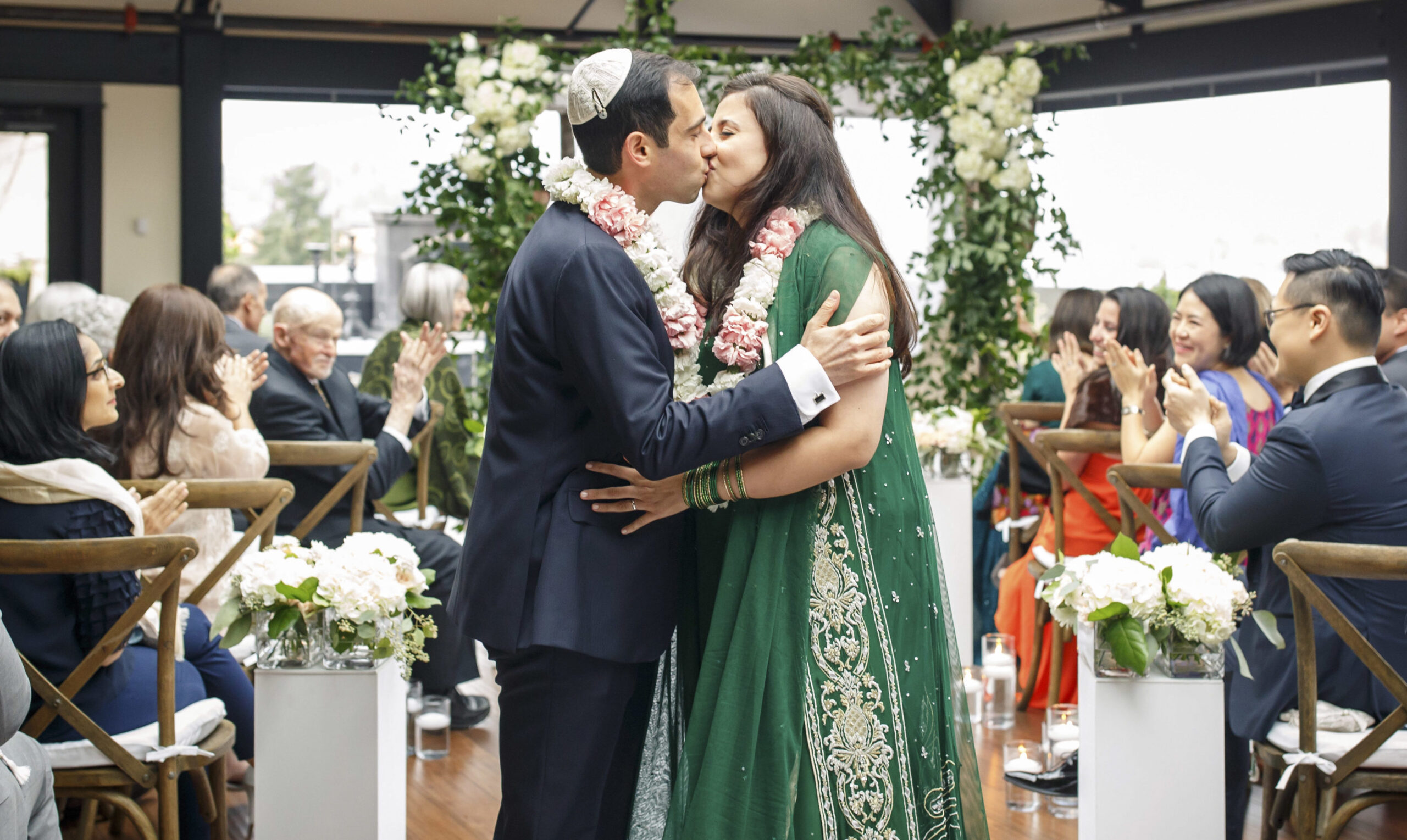 Alan Cordova and Maliha Khan at the conclusion of their Muslim-Jewish wedding (Photo/Amelia Soper)