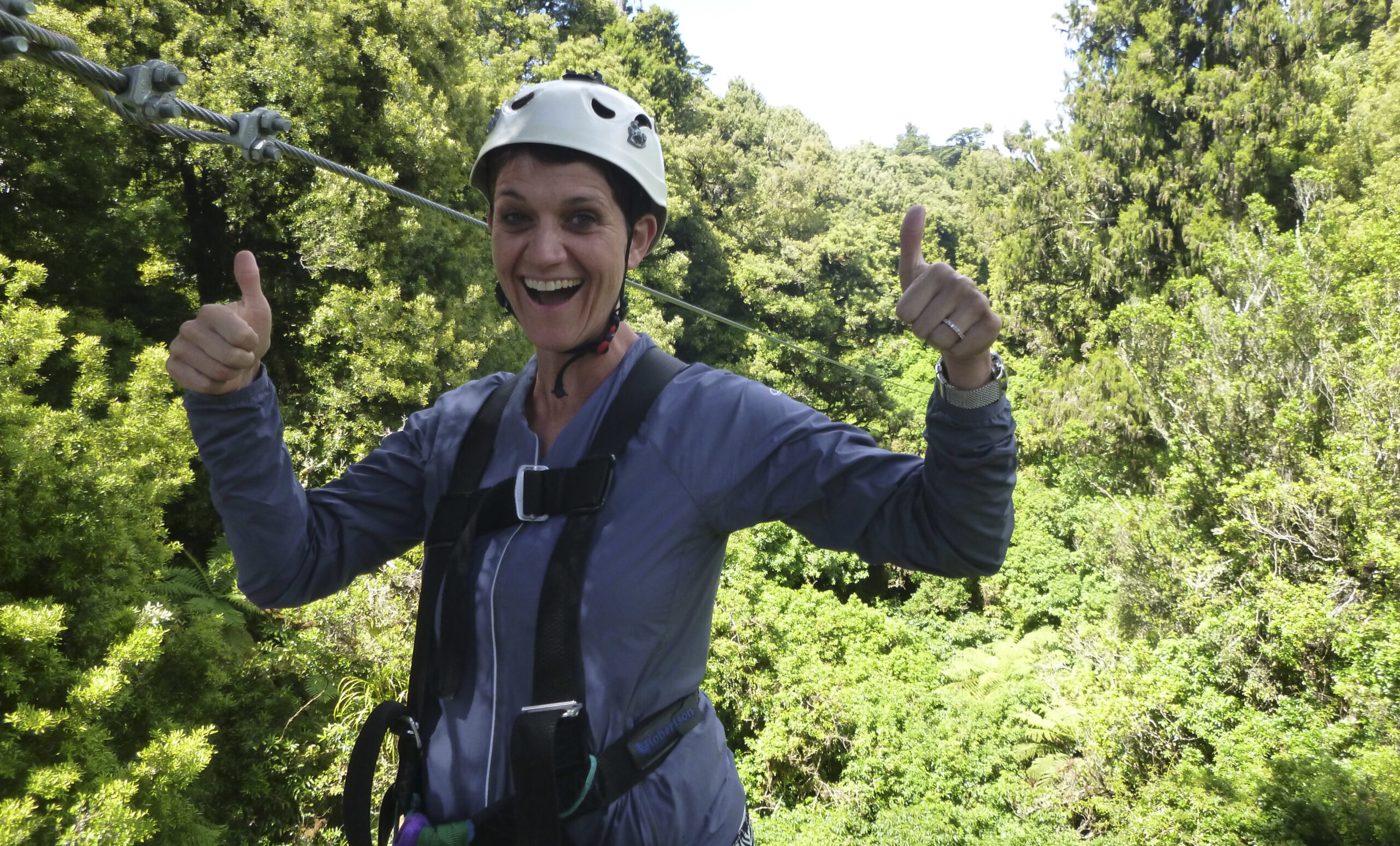 Parenting columnist Nicki Gilbert after her first zipline experience
