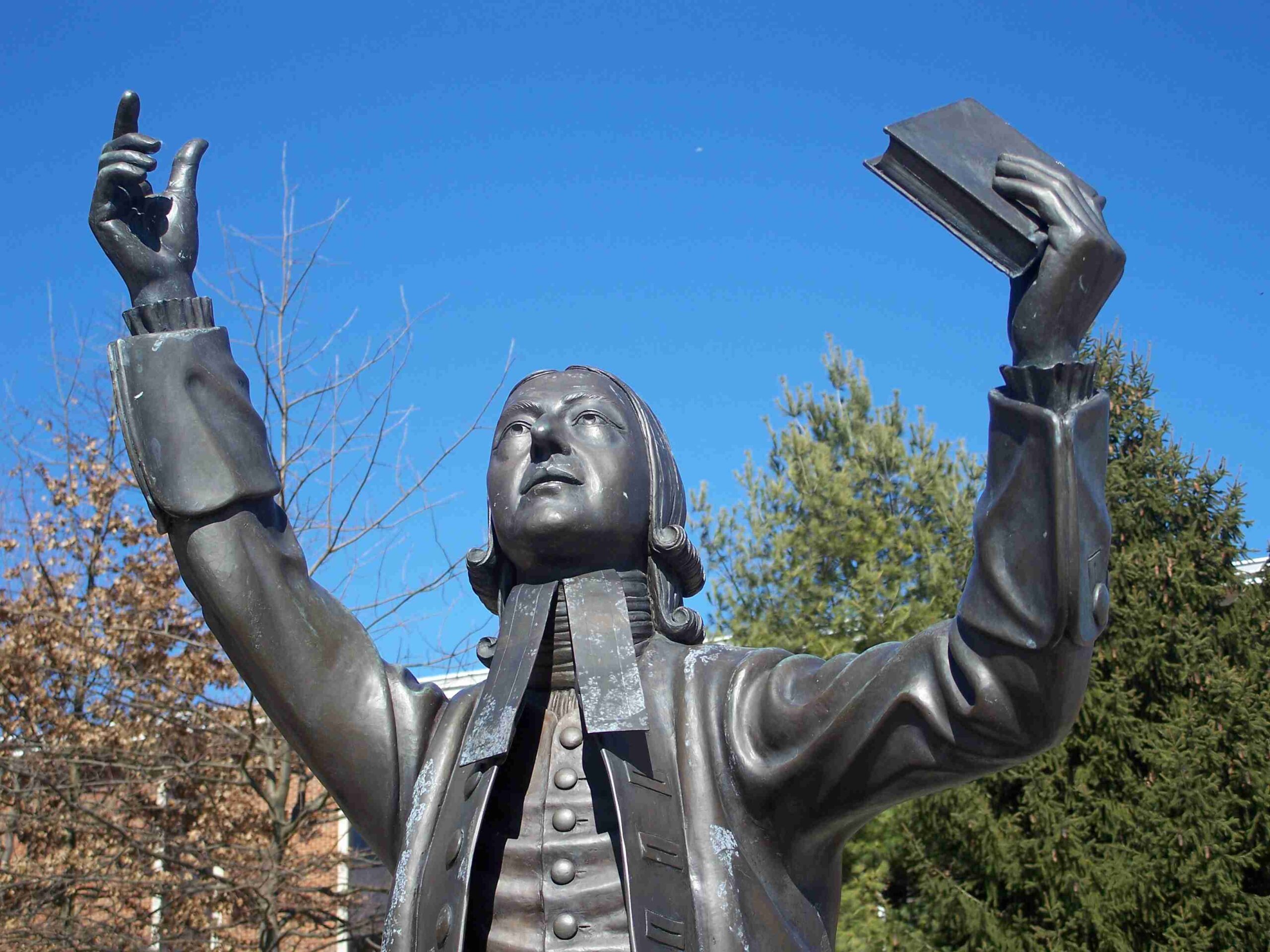 Statue of John Wesley, on whose teachings Methodist Christianity was founded, in Wesley Square at Asbury Theological Seminary in Wilmore, Kentucky (Photo/Wikimedia-TheBigGiant)