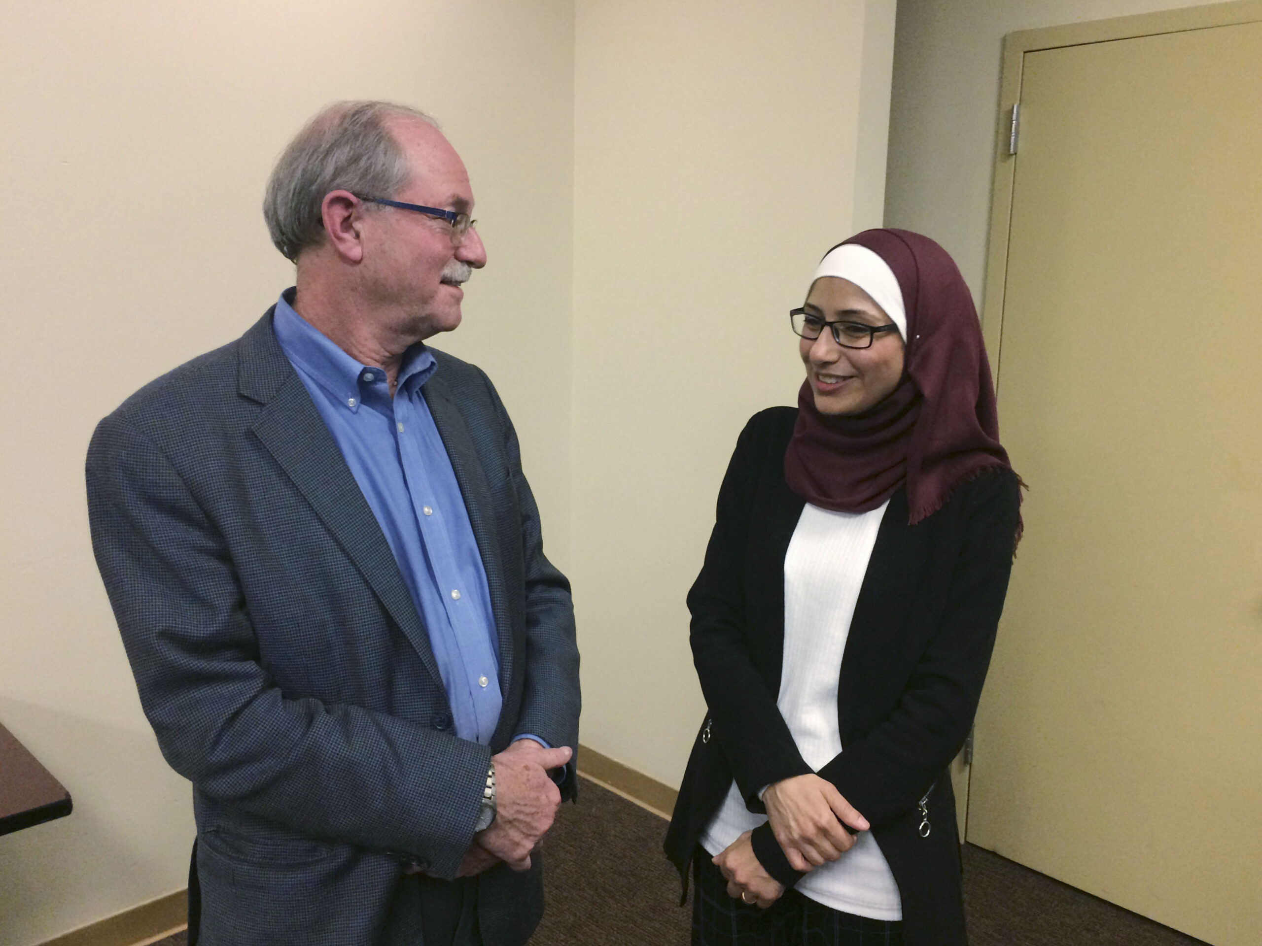 Project Rozana USA board member Kenneth Bob and pediatric oncologist Dr. Khadra Hasan Ali Salami (Photo/Rob Gloster)