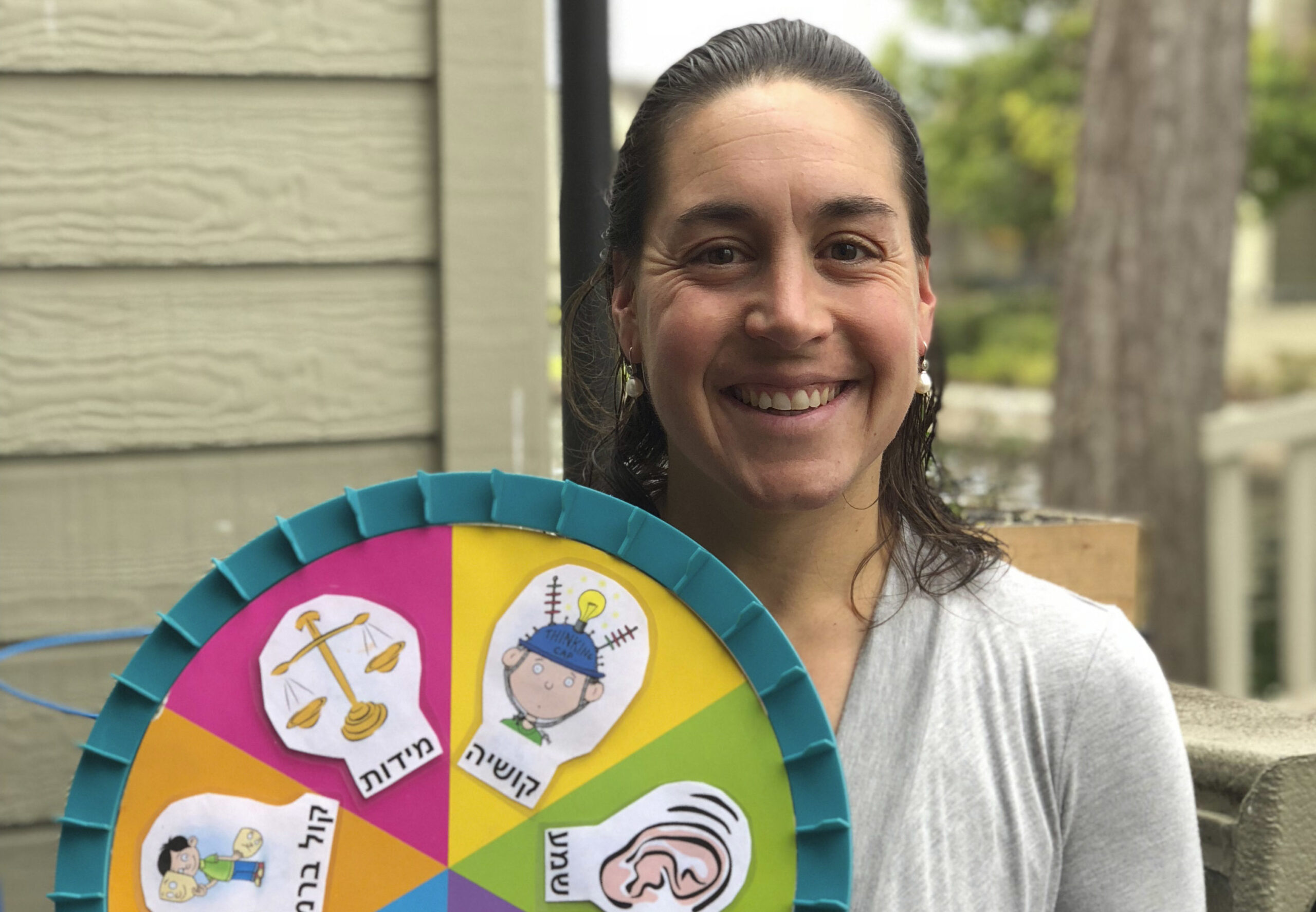 Rabbi Sarah Shulman with the Wheel of Torah