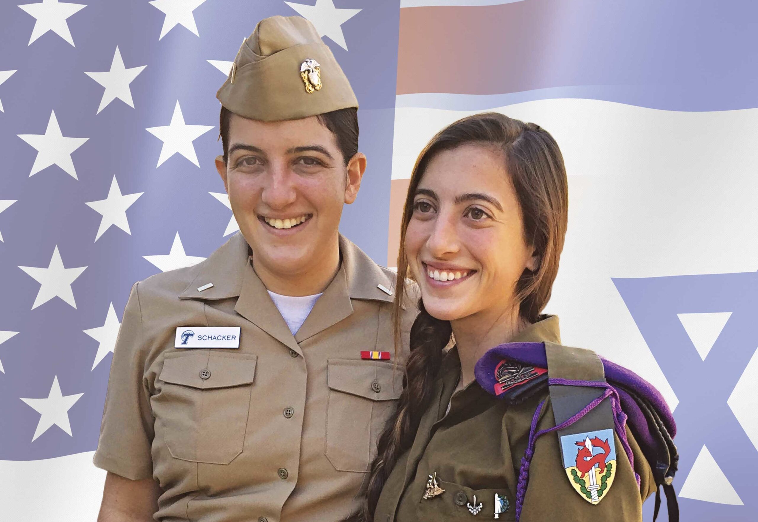 Sisters Maya (left) and Sheli Schacker — both serve, but in different two different militaries.