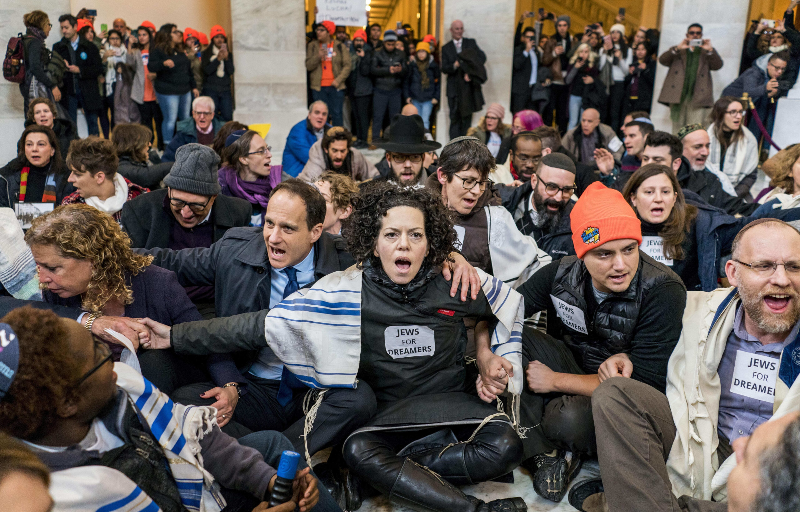 Approximately 100 Jewish clergy and activists showing support for DACA at the Russell Senate Office Building in Washington, D.C., Jan. 17, 2018. (Photo/JTA-Melina Mara-The Washington Post)
