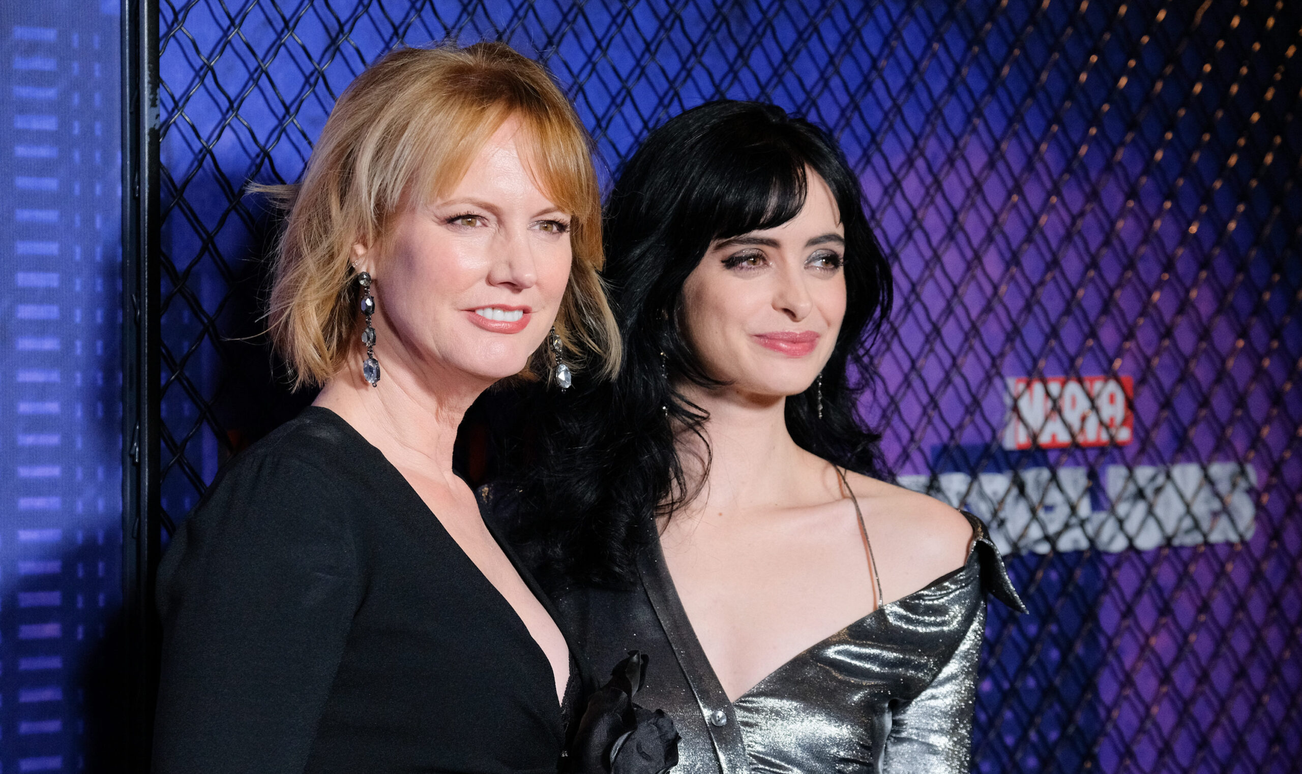 Melissa Rosenberg, left, with Krysten Ritter at the New York premiere of the second season of "Jessica Jones," March 7, 2018. (Photo/JTA-Matthew Eisman-Getty Images)
