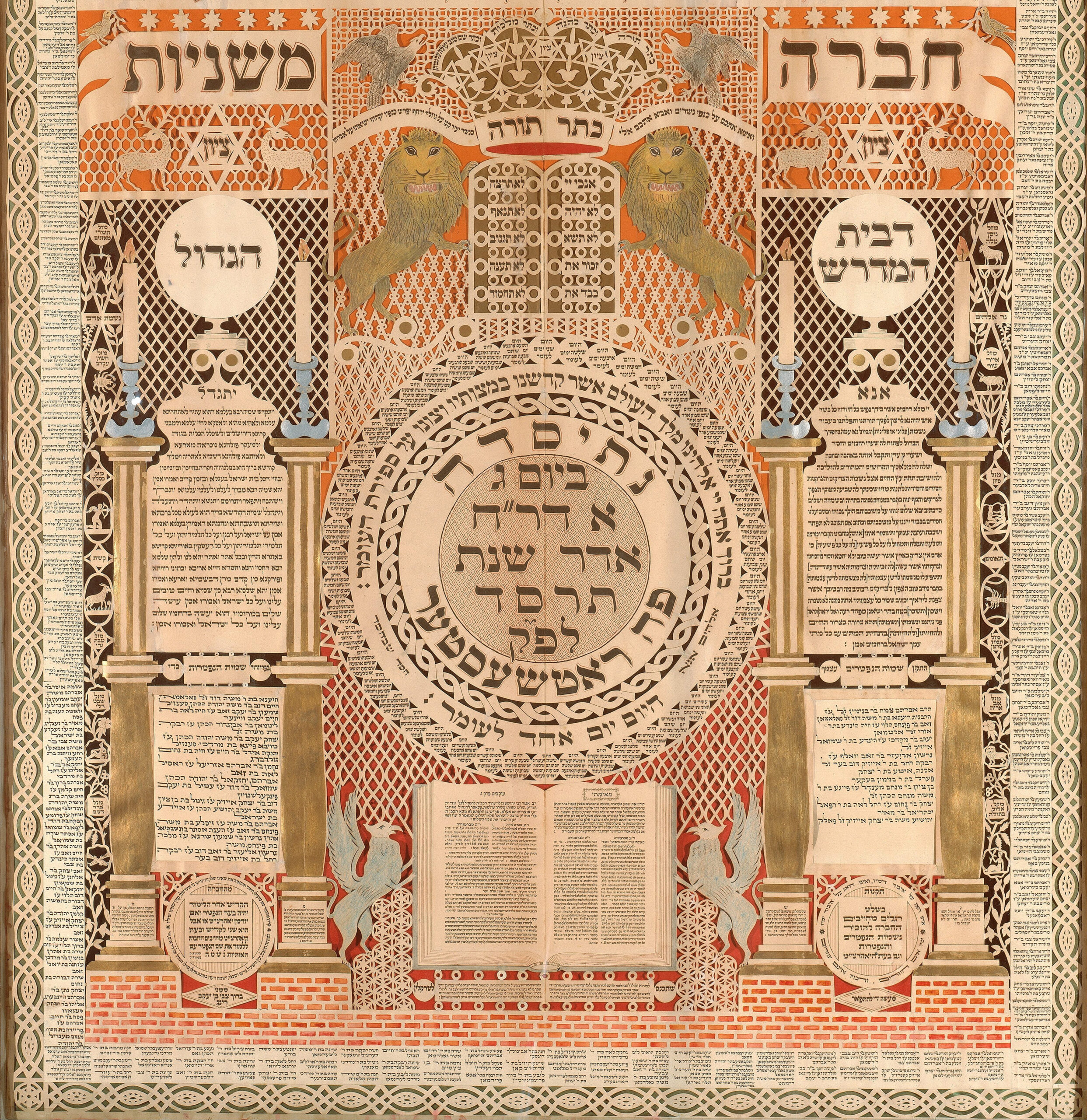 "Memorial Tablet and Omer Calendar" by Baruch Zvi Ring, ca. 1900