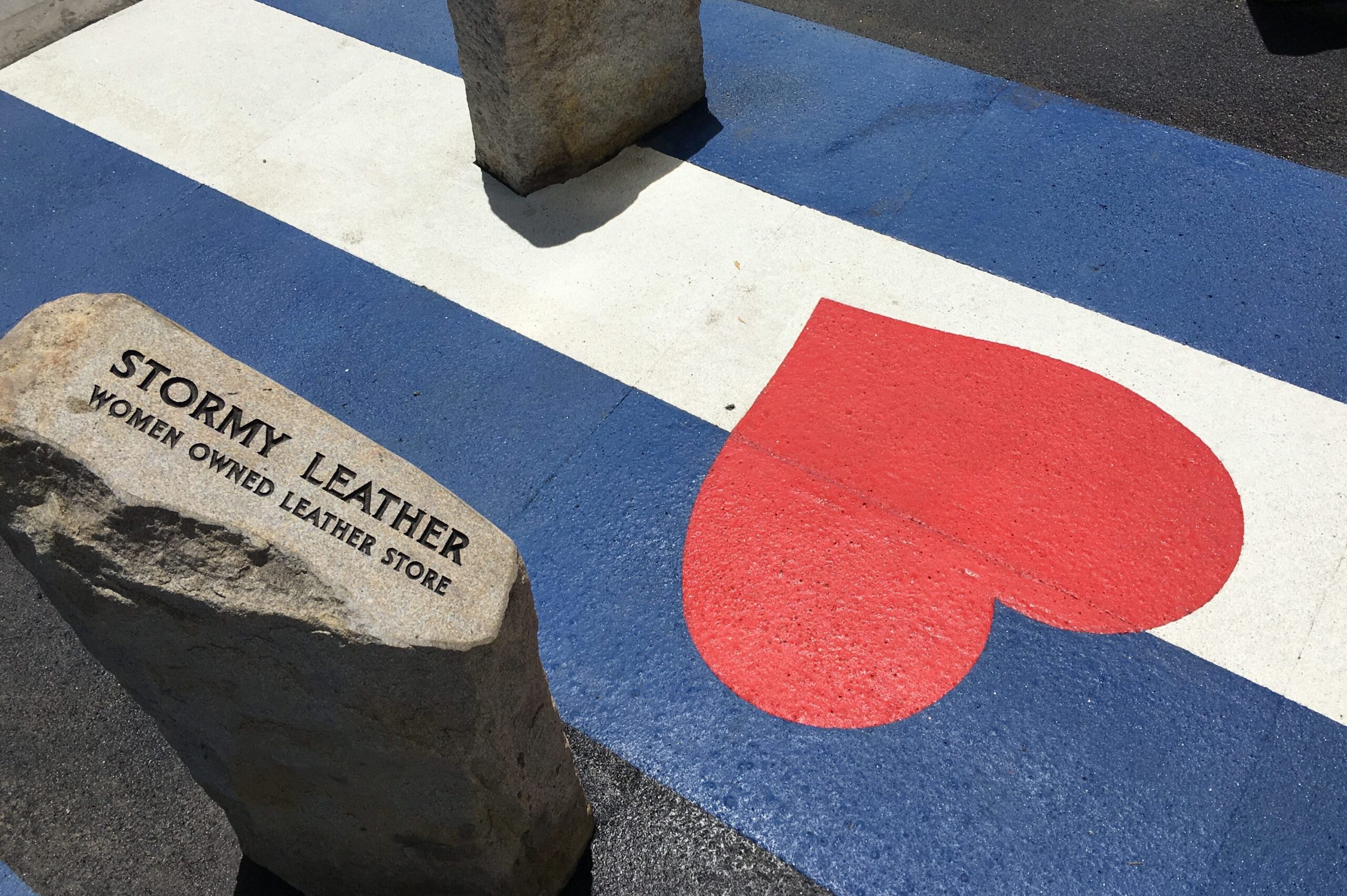 This stone marks the San Francisco’s first woman-owned leather store. (Photo/Miller Company)