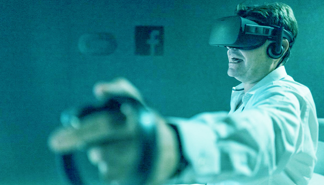 a man wearing a VR headset