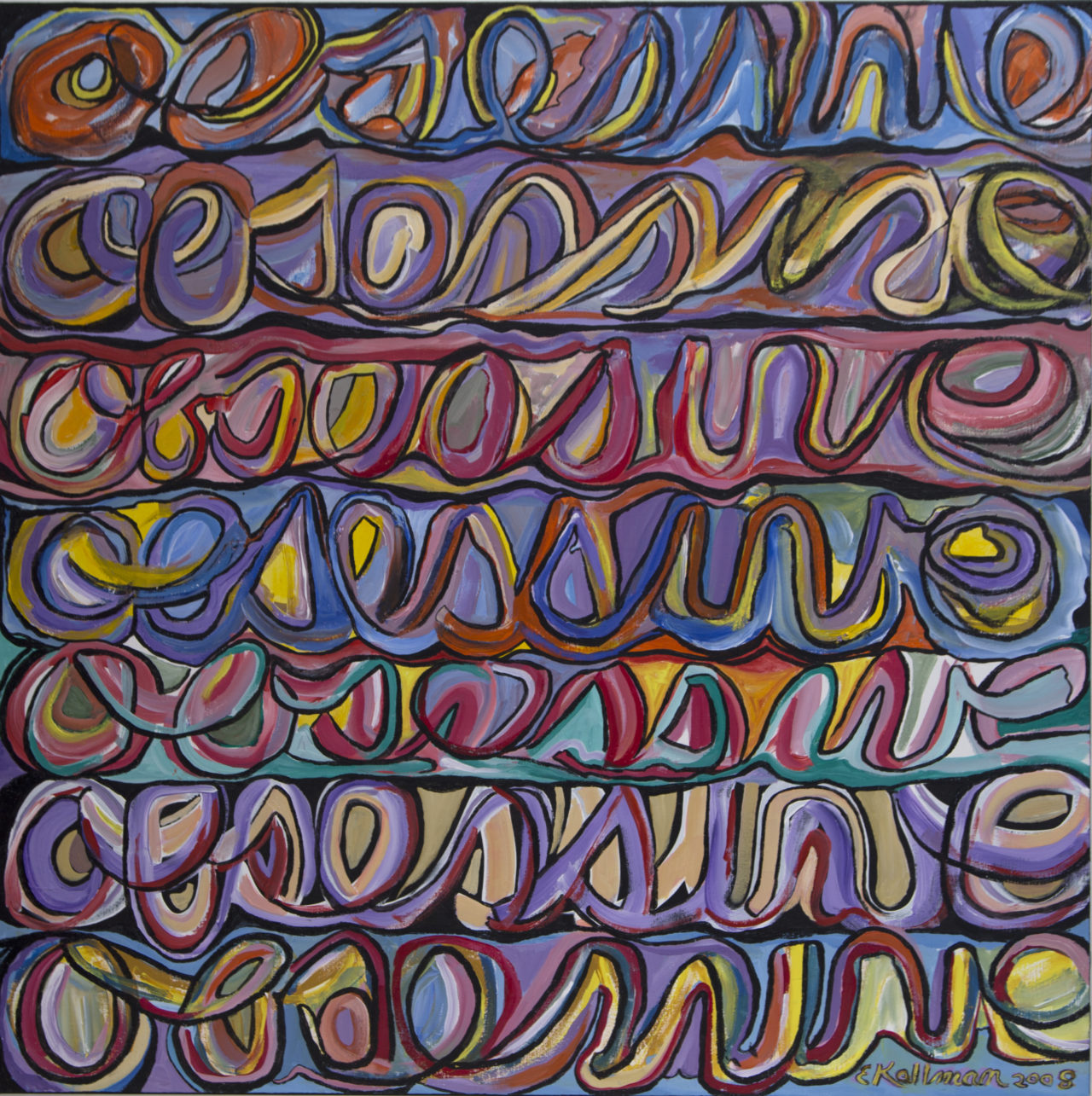 One part of “Obsessive,” a two-piece artwork by Edith Kallman lost in the fire.