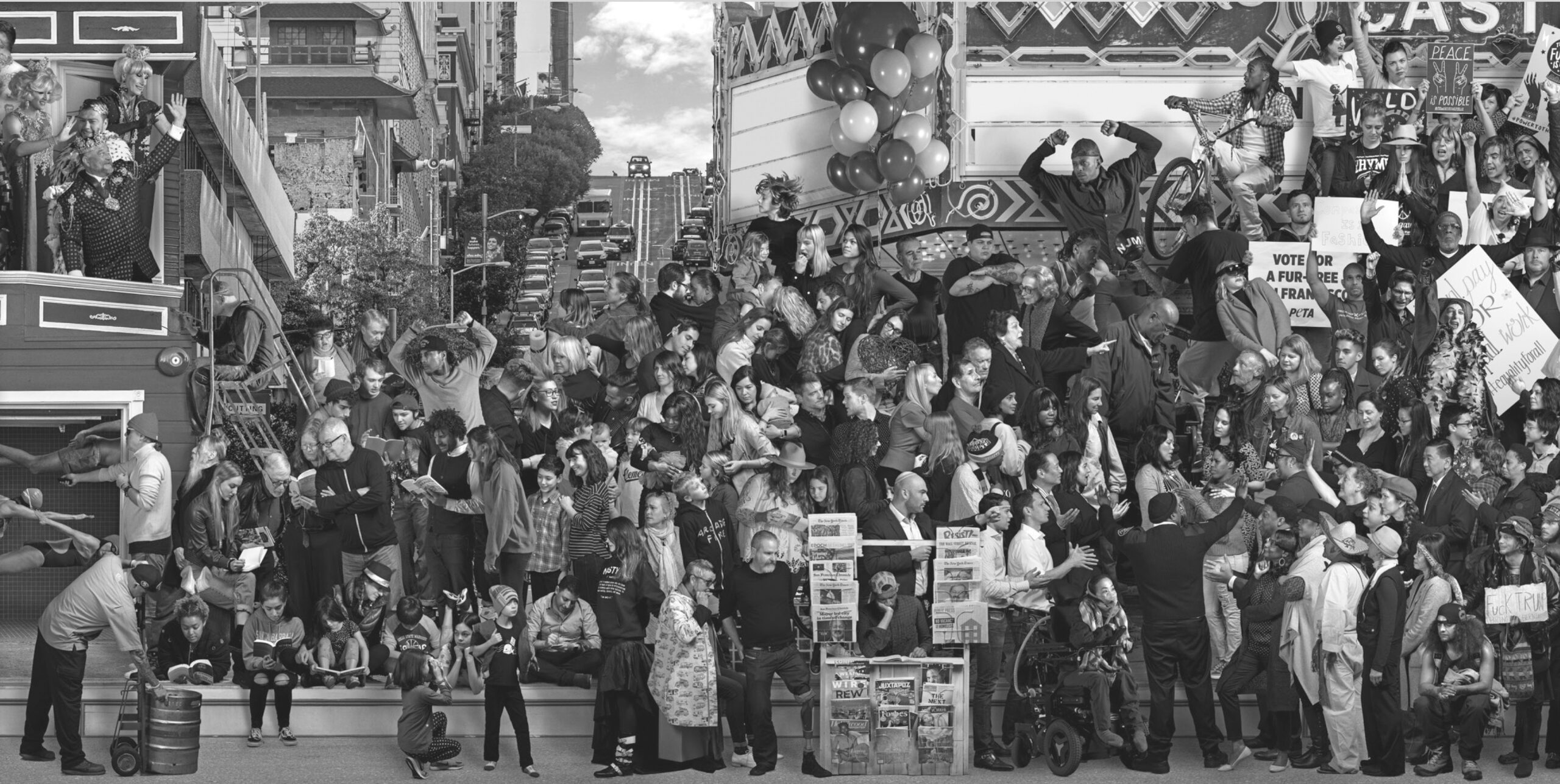 “The Chronicles of San Francisco” mural of 1,200 San Franciscans includes several from the Jewish community — can you find them? (Photo/Courtesy SFMOMA)