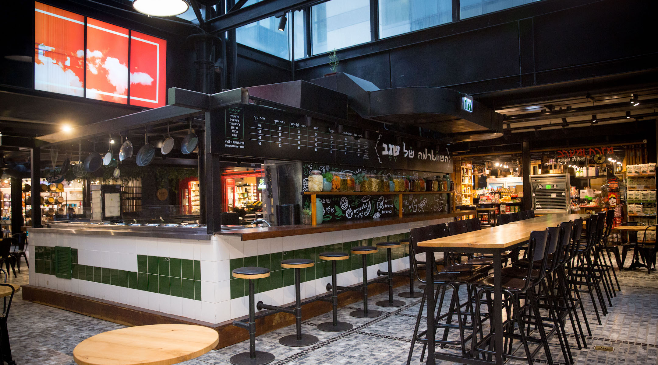 The empty Sarona market in Tel Aviv, March 17, 2020. The market could be bustling again with the Israeli government allowing certain public places to reopen. (Photo/JTA-Miriam Alster-Flash90)