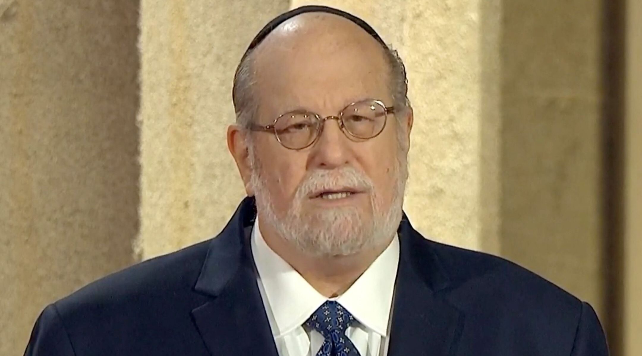In this screenshot from the RNC’s livestream of the 2020 Republican National Convention, Rabbi Aryeh Spero addresses the virtual convention on August 26, 2020. (Photo/JTA-Courtesy of the Committee on Arrangements for the 2020 Republican National Committee via Getty Images)