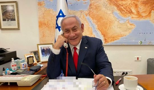 Prime Minister Benjamin Netanyahu speaks to President Joe Biden in his office in Jerusalem, Feb. 17, 2021. (Photo/Twitter)