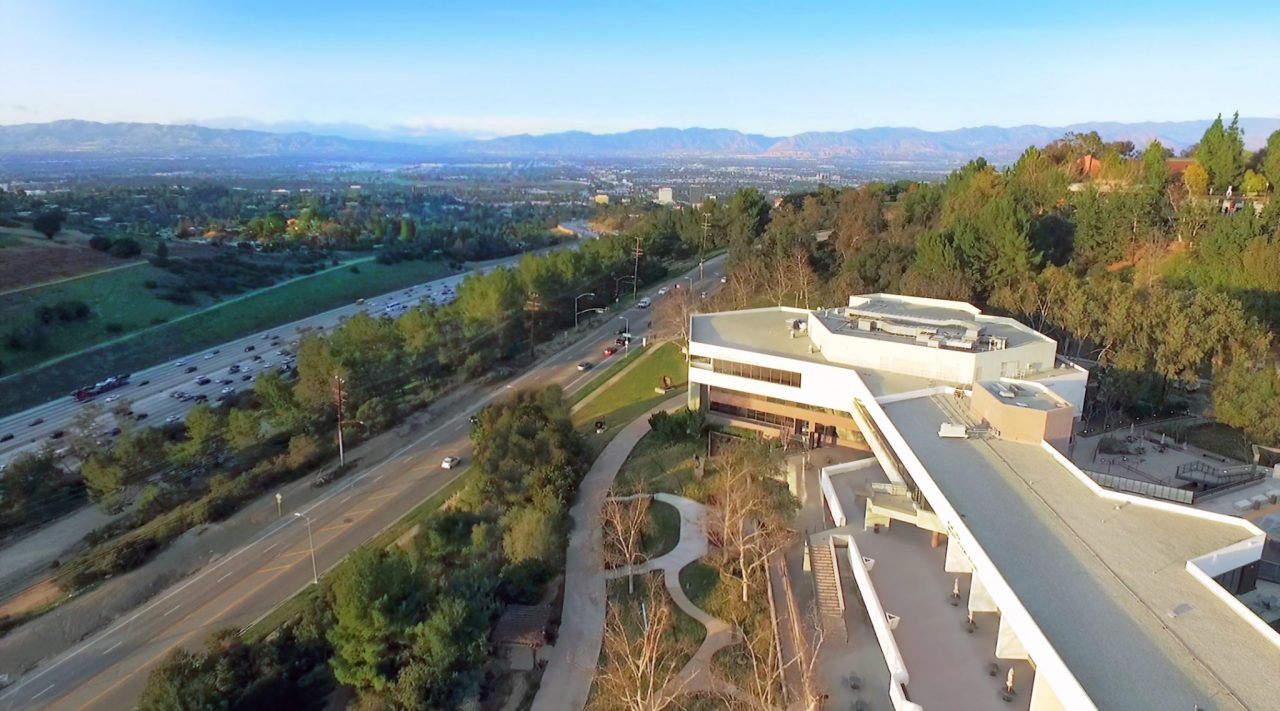 An aerial view of American Jewish University's Sunny & Isadore Familian Campus in the Bel Air neighborhood of Los Angeles. (Courtesy)