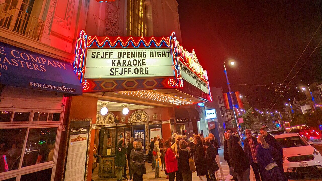 Attendees line up for opening night of the 2022 San Francisco Jewish Film Festival at the Castro Theater. (David A.M. Wilensky/J. Staff)