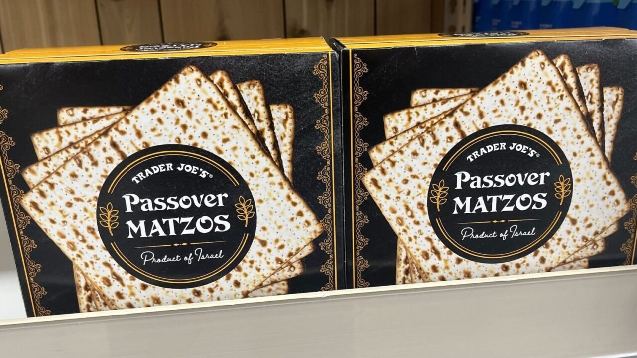 Boxes of Trader Joe's matzah for sale. (Photo/JTA-Isabella Armus)