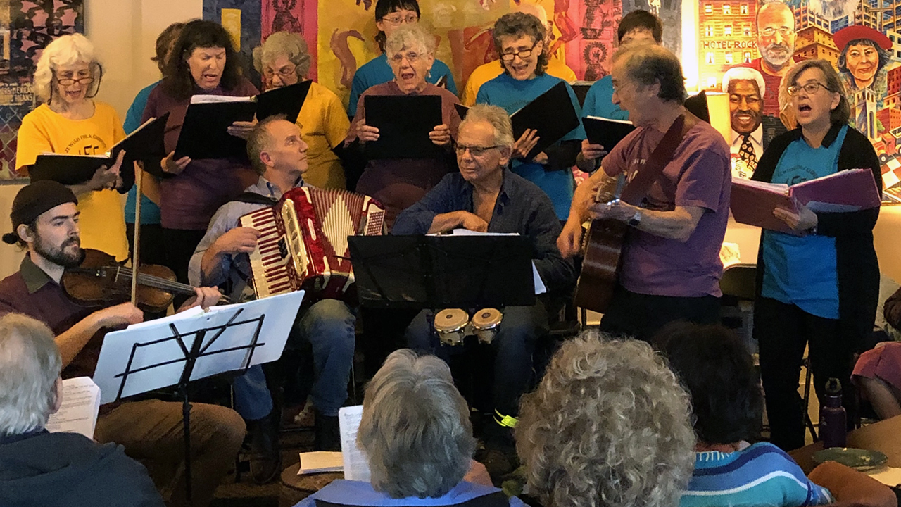 Jewish Folk Chorus of San Francisco performs at Manny's, December 2019. (Photo/Gail Rubman)