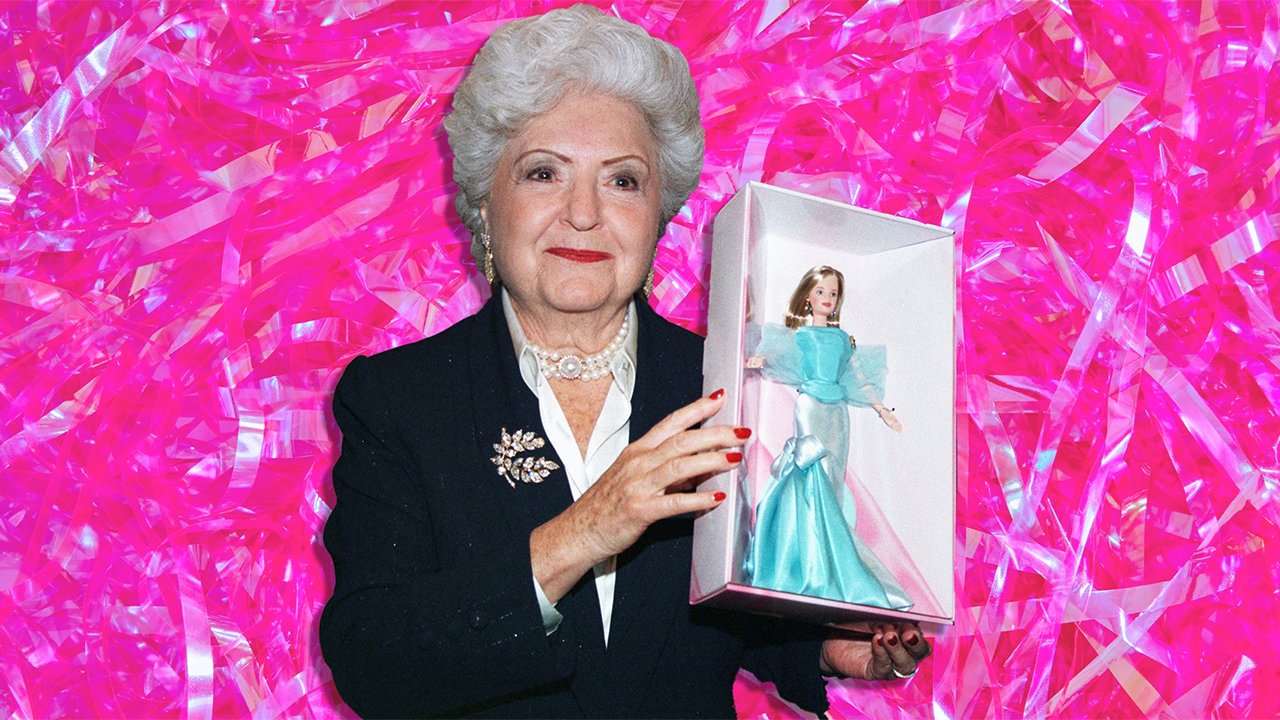 Ruth Handler holds a Barbie that was created for the doll's 40th anniversary in 1999. (Photo/JTA-Jeff Christensen-Getty Images)