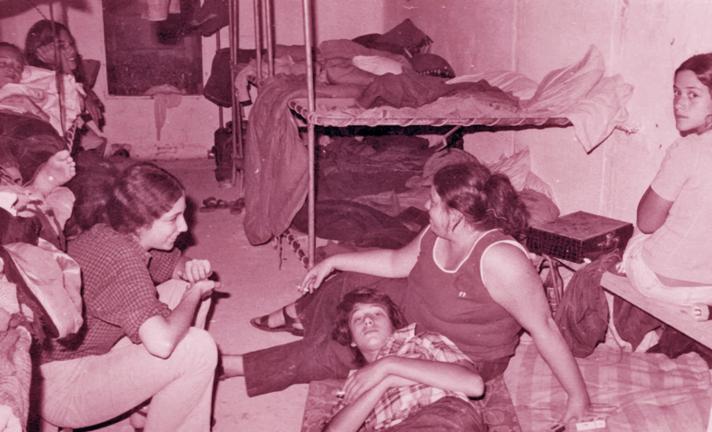 Teens in bomb shelter at Kibbutz Kfar Blum during the Yom Kippur War, Oct. 1973. (Photo/Courtesy Rabbi Yoel Kahn)