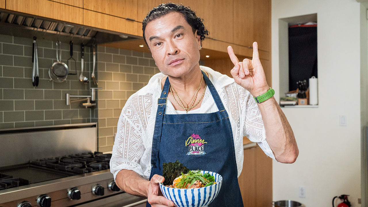 Tsutomu Shimura, better konwn as the rapper Lyrics Born, launched his cooking show "Dinner In Place" in 2020. (Photo/Courtesy)