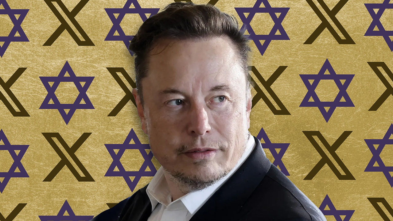 Under Elon Musk, the social media platform X has been at the center of several antisemitism-related controversies. (Photo/JTA-Ludovic Marin-Pool-AFP via Getty Images; Design/JTA-Mollie Suss)