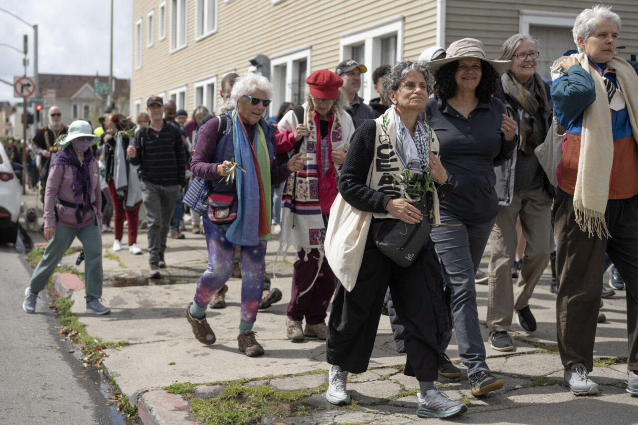 People walk in a march