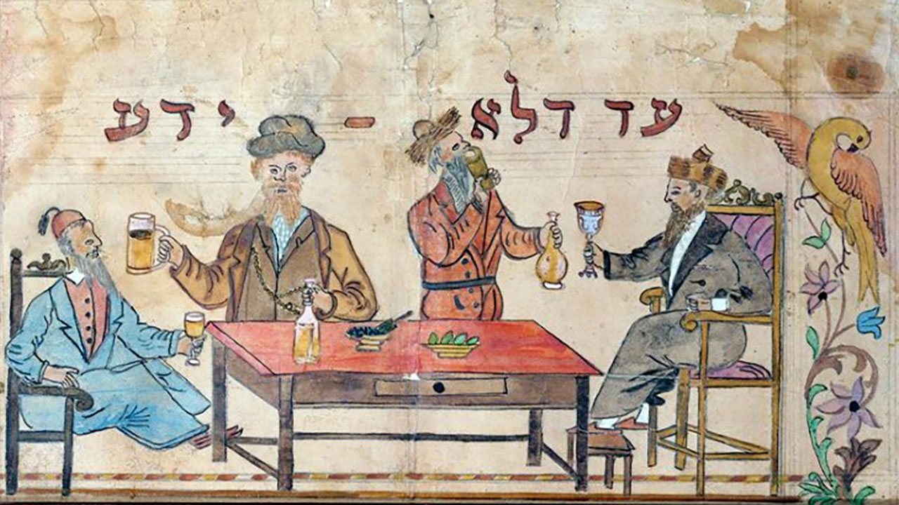 A 19th-century painting of Purim partying in Tzfat, Israel (Photo/Wikimedia)