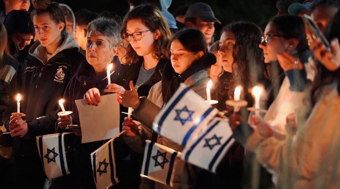 Students and community members from Michigan State University Hillel hold a vigil after Hamas' Oct. 7, 2023, attack on Israel. (Photo/Courtesy Hillel International)