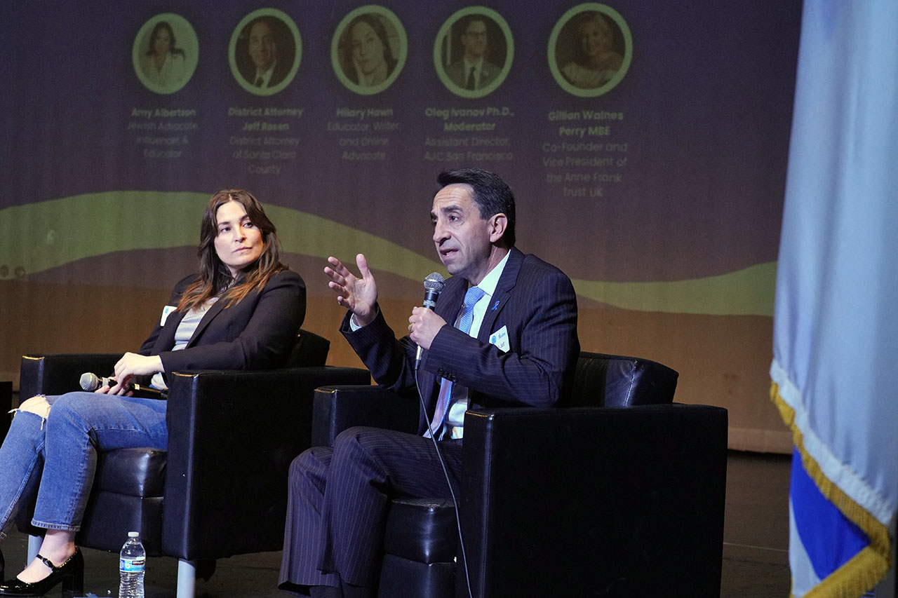 Santa Clara County DA Jeff Rosen and educator Hilary Hawn at the "Cultivating Hope in a Post-Oct. 7 World" event on Feb. 25. (Photo/Courtesy Ozun Ulucan)