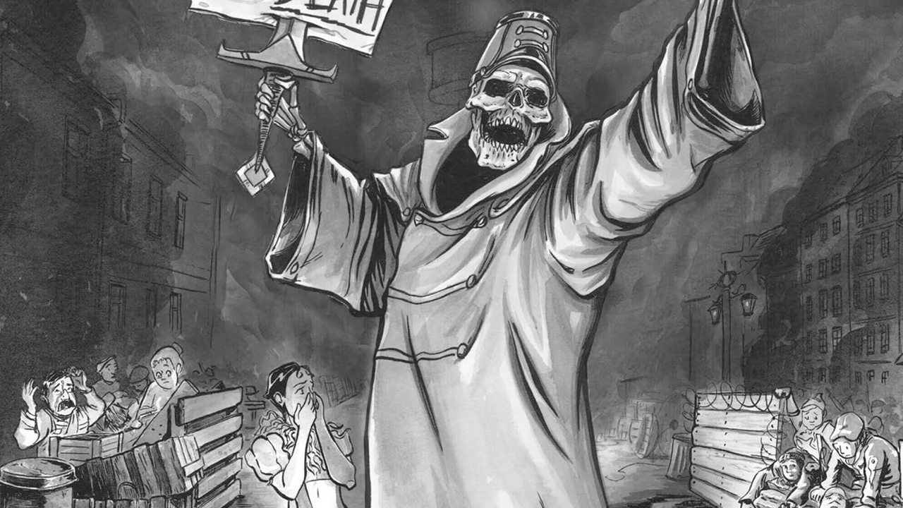 In "The Emperor of Atlantis," death, tired of war and bloodshed, goes on strike. (Illustration/Patrick Lay)