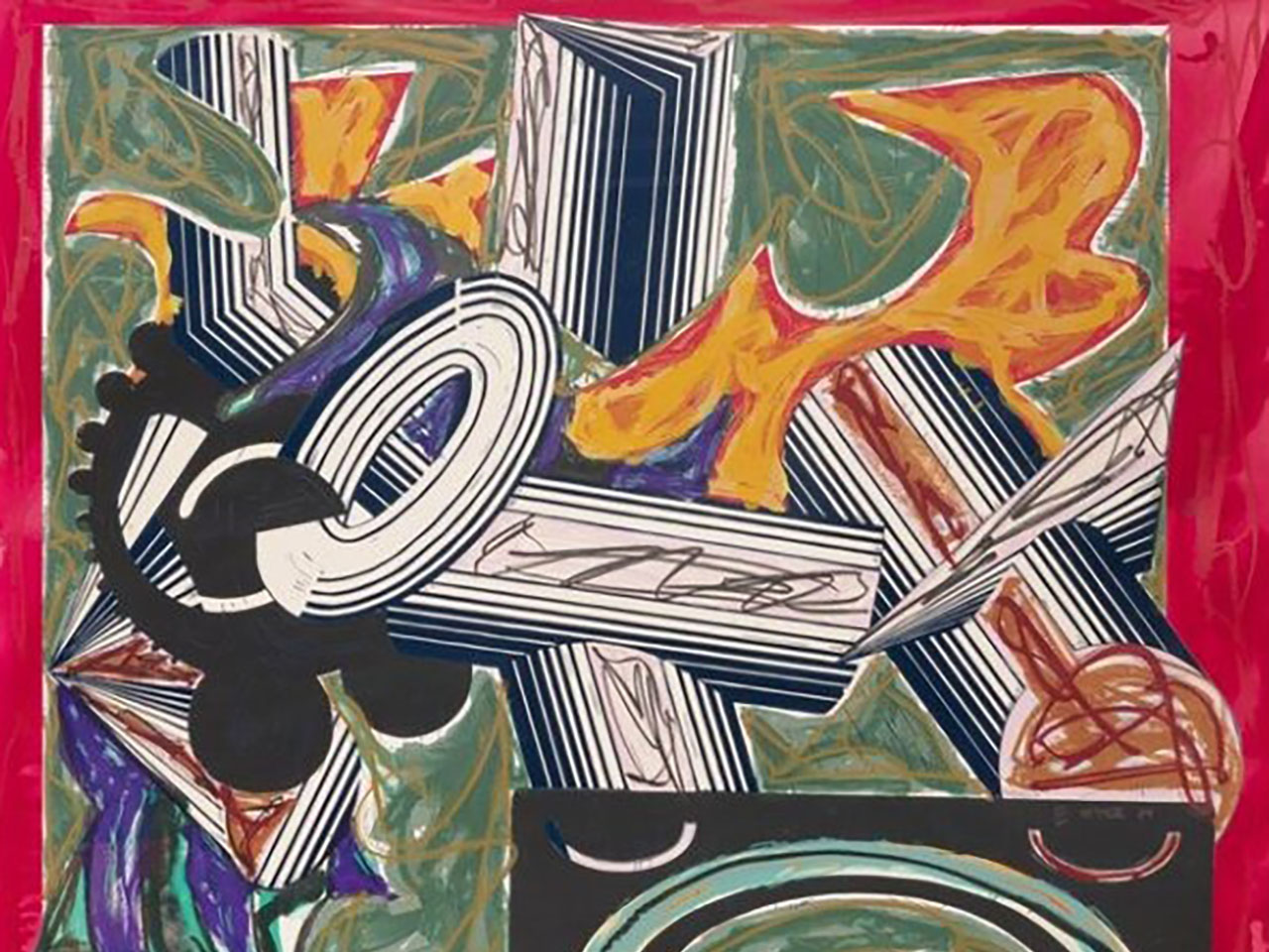 Detail from Frank Stella’s "Then came a dog and bit the cat." (Photo/Forward-Courtesy Skirball Cultural Center)