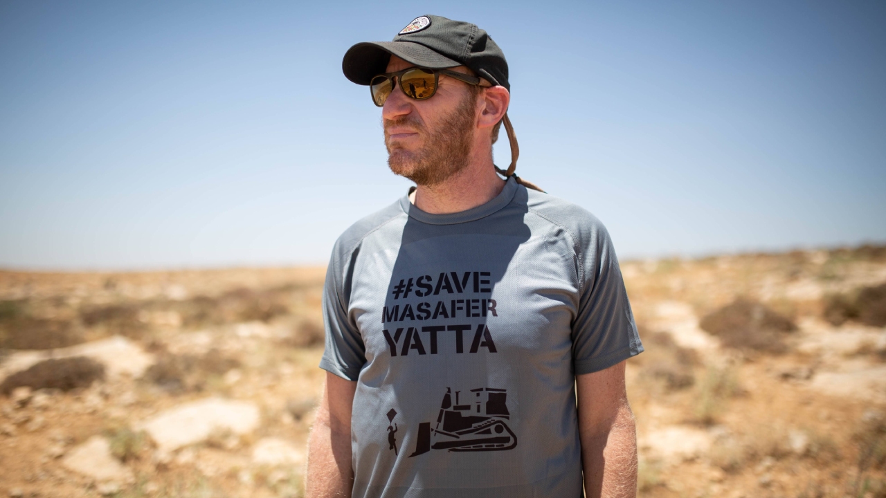 Oren Kroll-Zeldin at a co-resistance action near Hebron, in the West Bank, in June 2022. (Emily Glick)