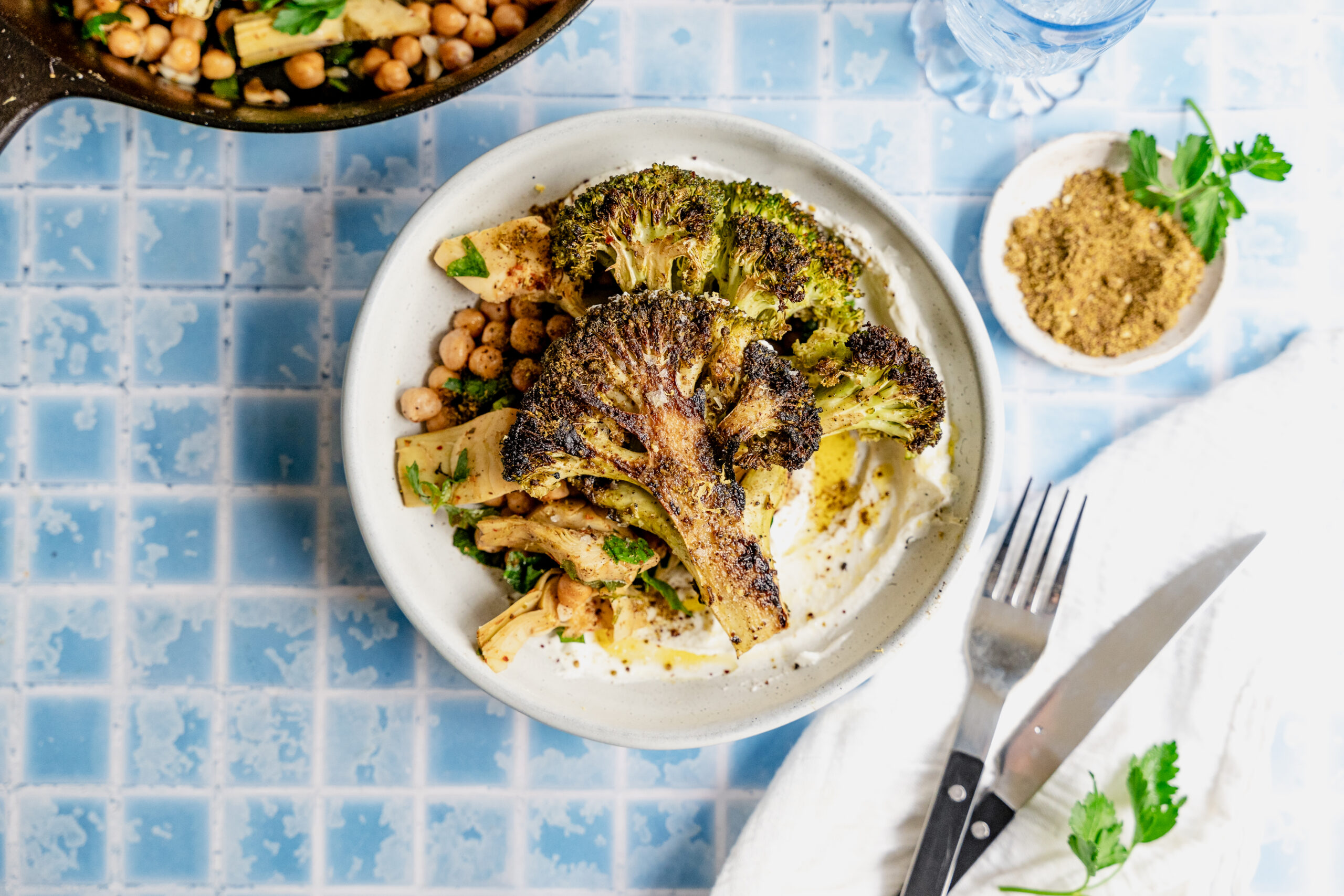 a plate of the completed recipe seen from above