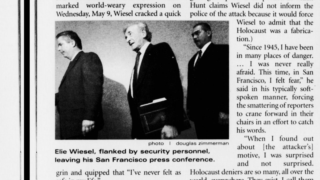 From an article in Elie Wiesel's return to San Francisco in our May 11, 2007 article. (Screenshot)