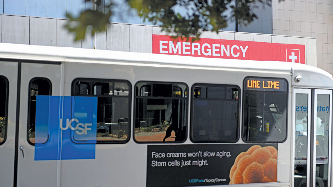 UCSF shuttle bus passes ER