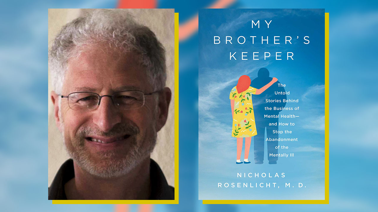 a headshot of the author, a grey-haired man wearing glasses, next to the cover of his book