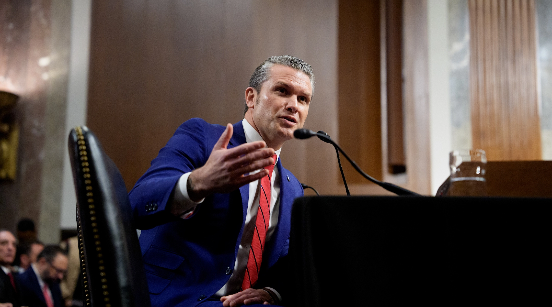 U.S. President-elect Donald Trump's nominee for Secretary of Defense Pete Hegseth at his confirmation hearing. (Andrew Harnik/Getty Images)