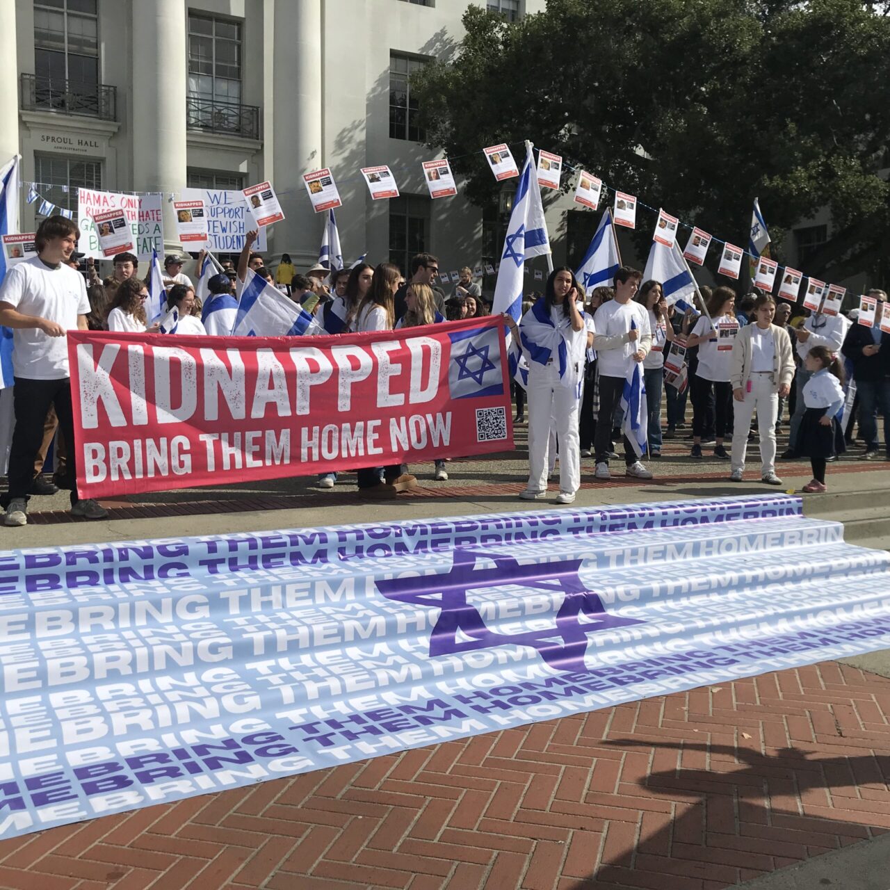 UC Berkeley students hold a “Bring Them Home” rally, demanding that Hamas release all of the hostages on Oct. 27, 2023. (Photo/Sue Fishkoff)