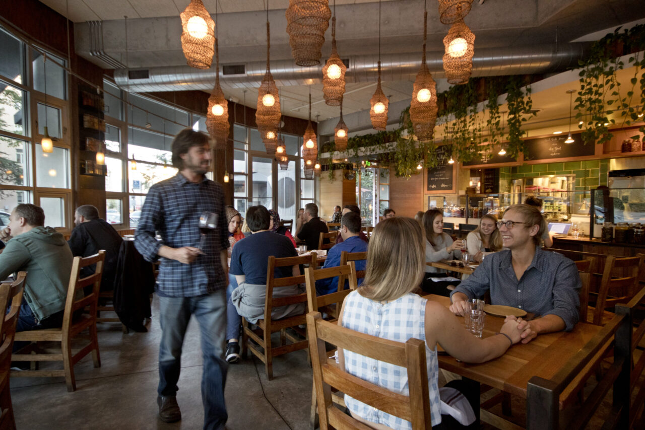 Gather's indoor space is complemented by an outdoor patio. (Courtesy Eric Fenster)