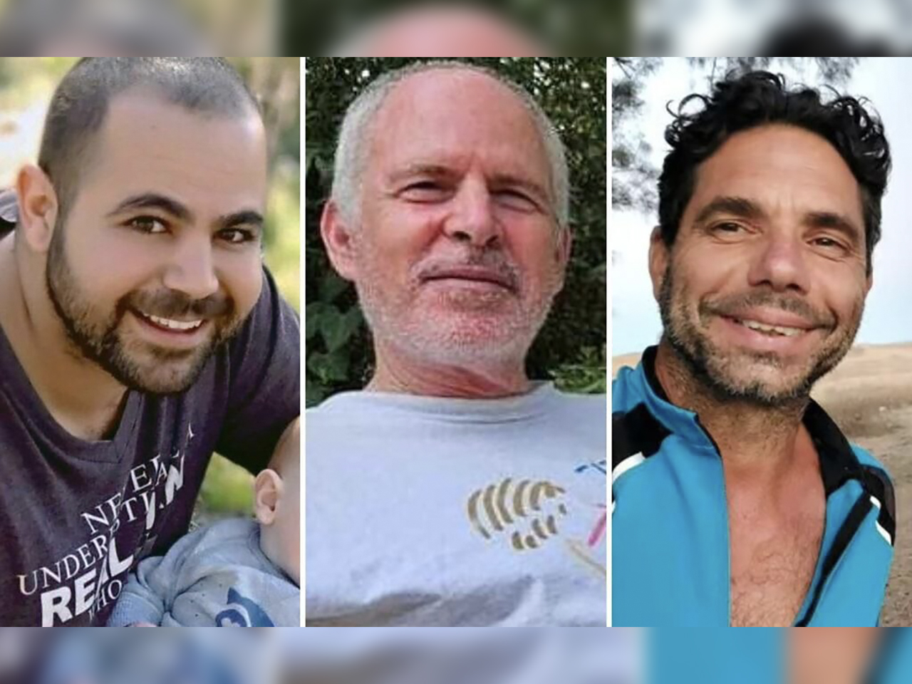 L-R: Yarden Bibas, Keith Siegel, Ofer Kalderon. All were taken captive on Oct. 7, 2023, from their homes in southern Israel. (Courtesy Hostage and Missing Families Forum)