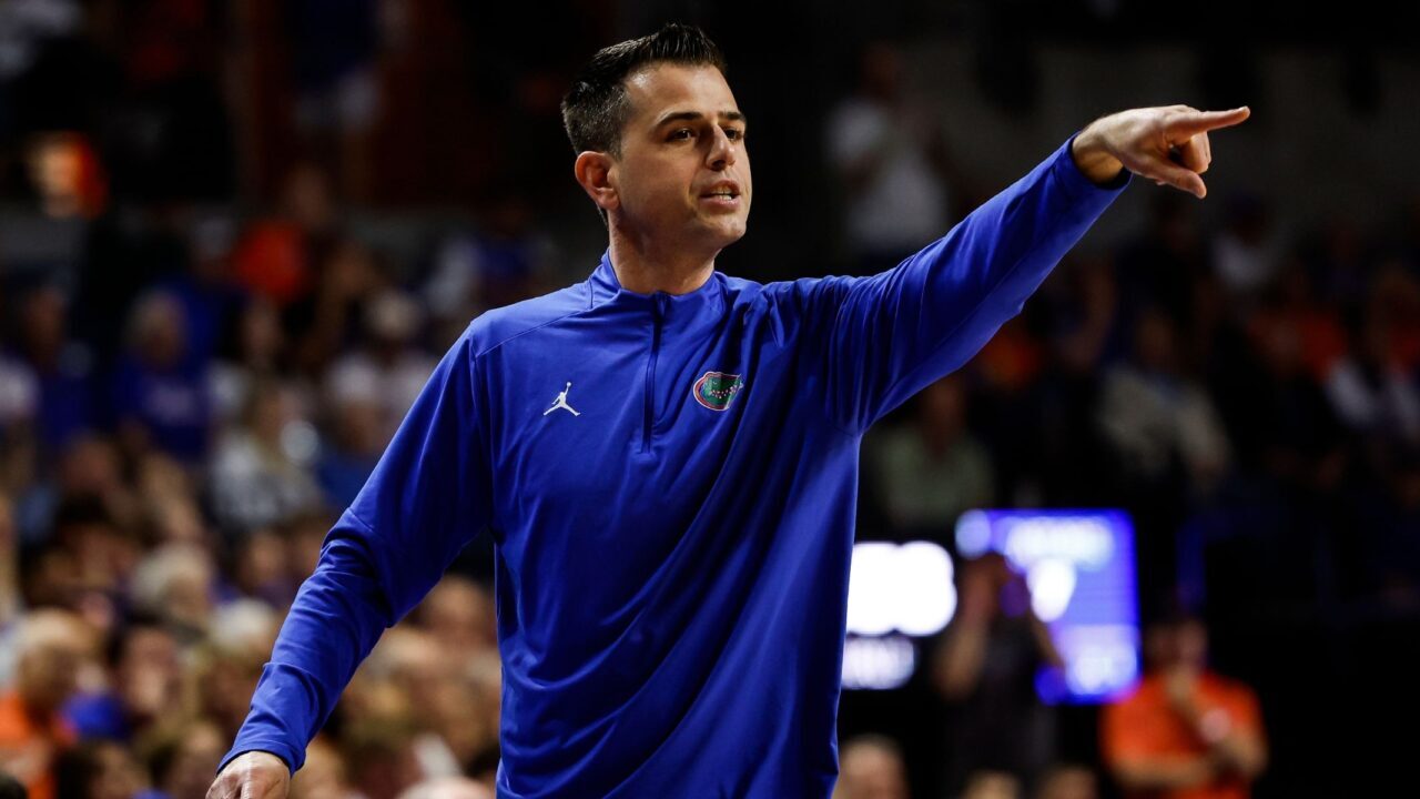 Head coach Todd Golden of the Florida Gators looks on during the first half of a game against the Auburn Tigers, Feb. 10, 2024, in Gainesville, Florida. (James Gilbert/Getty Images)