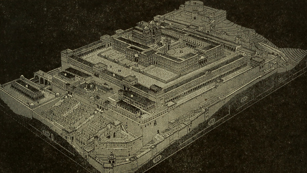 An illustration of the First Temple from a 1922 Bible manual for teachers