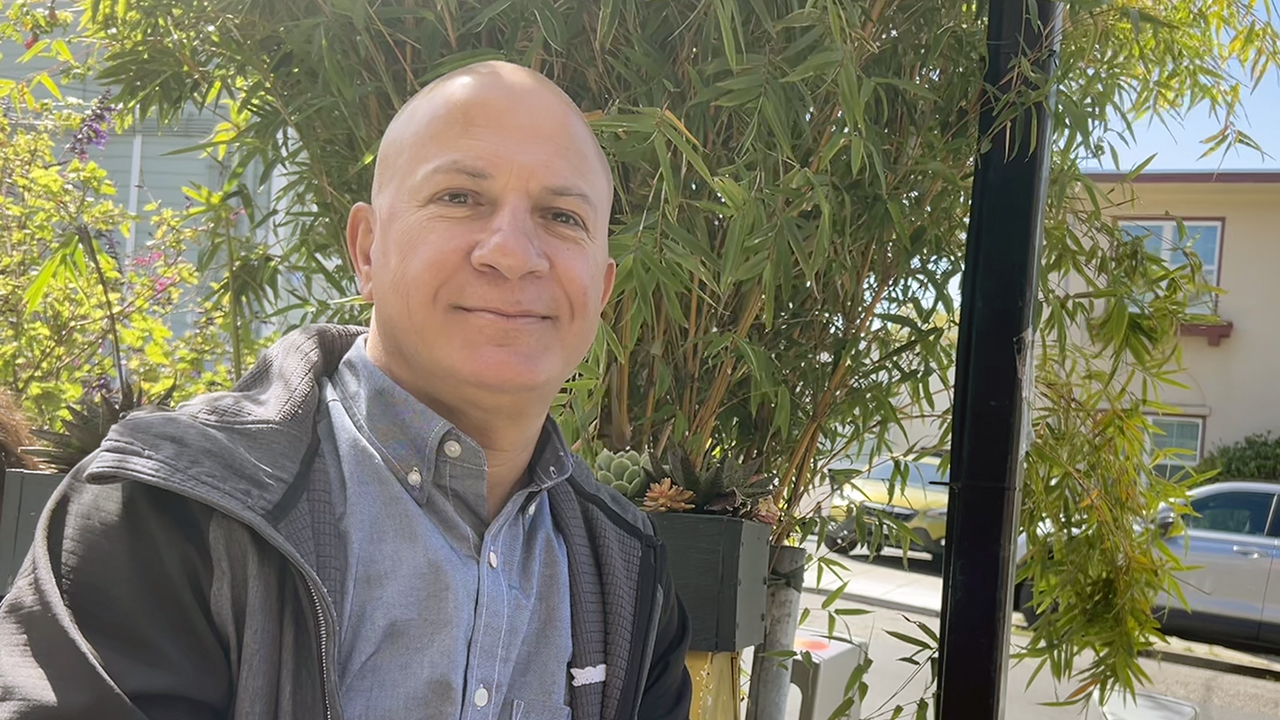 Tareq Abu Hamed, executive director of the Arava Institute for Environmental Studies, in Berkeley on May 14. (Alix Wall)