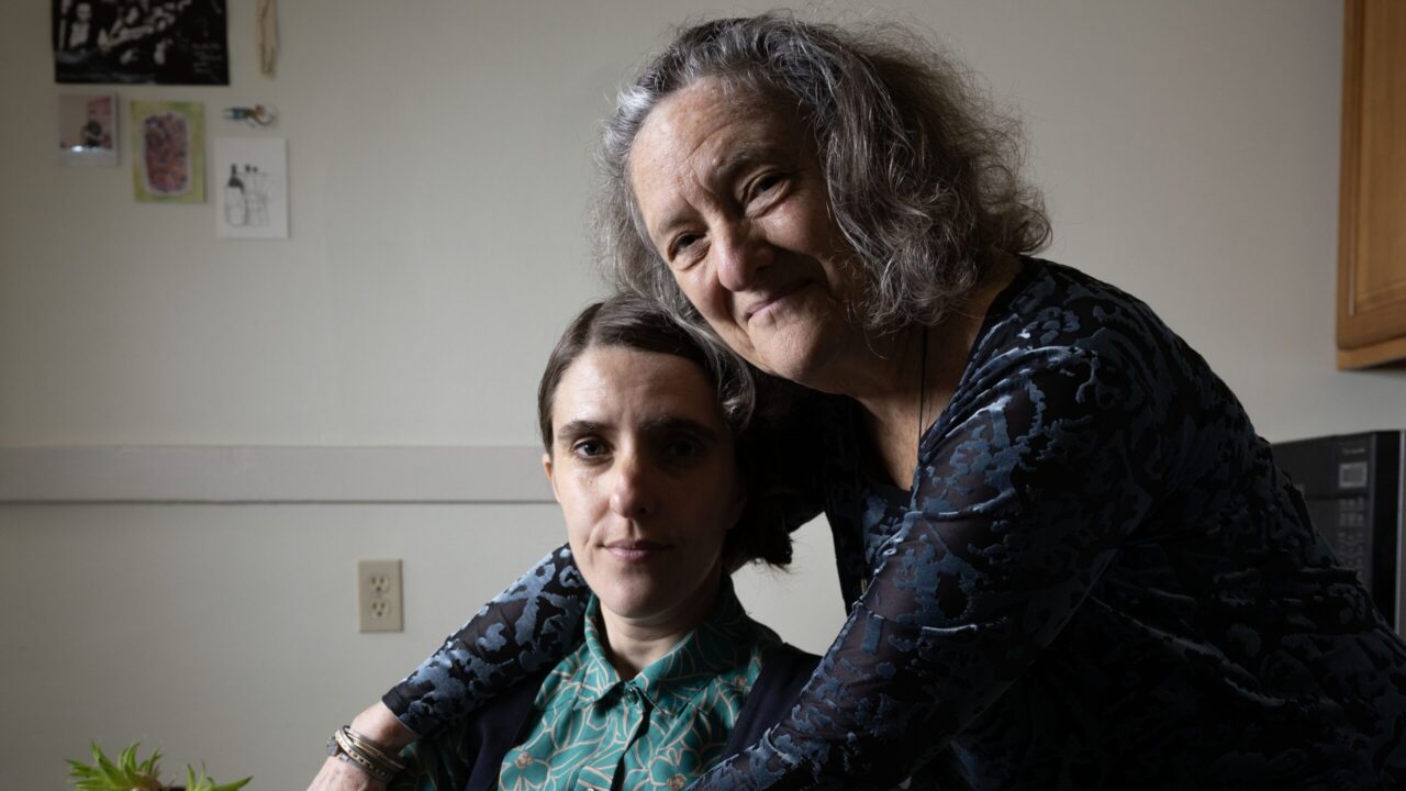 Penina Eilberg-Schwartz (left) and her mother, Rabbi Amy Eilberg, worked to capture their beliefs and feelings about Israel while maintaining respect and civility toward one another. (Aaron Levy-Wolins/J. Staff)