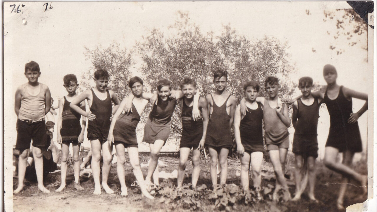 Archival photo of boys at summer camp