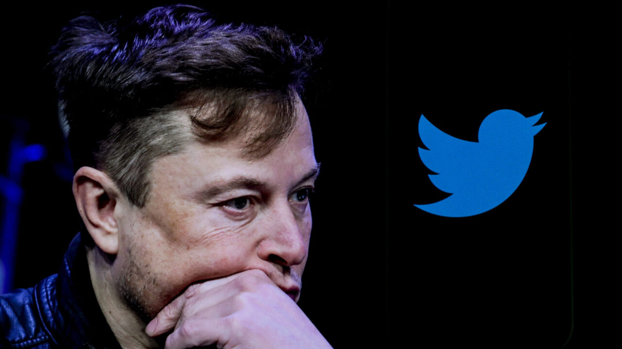 Elon Musk and the Twitter/X logo