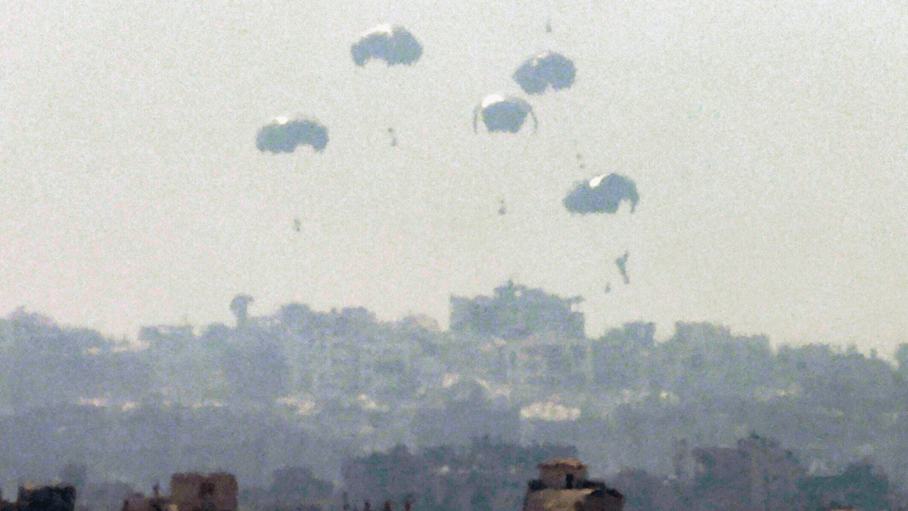 Humanitarian aid is dropped in Gaza